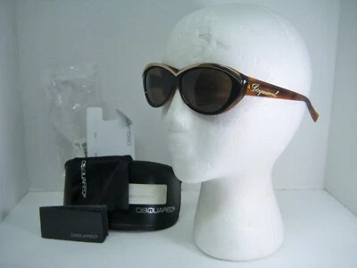 NEW CASE DSQUARED2 Women CatEye DQ0018 Gold Brown Frame Sunglasses 60x11x135  - Image 1 of 4