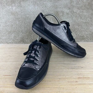 Ara Womens Shoes 10 Pewter Black Fashion Casual Leather Lace Up Shoes Sneaker - Picture 1 of 14