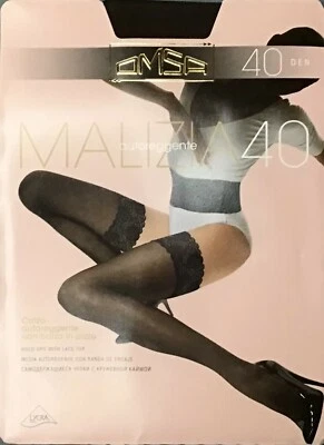 RAFFINIERTE VERFÜHRUNG Harterlose Strümpfe Spitzenabschluss Silicon OMSA 40 DEN - Bild 1 von 3