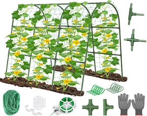 Cucumber Trellis for Raised Bed Garden, U-Shape Arch Trellis for Climbing Plants - Picture 1 of 8