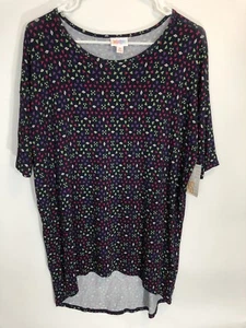 Camisa para mujer Lularoe XS Irma púrpura azul rojo triángulos - Imagen 1 de 6