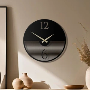 Modern Metal Wall Clock, Living Room Clock, Black Wall Clock, Clock for Wall - Picture 1 of 8