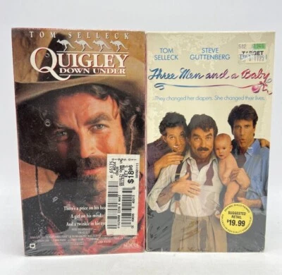 2 Tom Selleck VHS Movies: Three Men and a Baby - Quigley Down Under (VHS)  - Image 1 of 4
