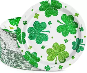 100 Pcs St. Patrick'S Day Paper Plates 7 Inch Lucky Shamrock Plates Irish Festiv - Picture 1 of 12