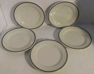 Get FIVE! Buffalo China Restaurant Ware Black & White Checkered Edge Plates 6.5" - Picture 1 of 10