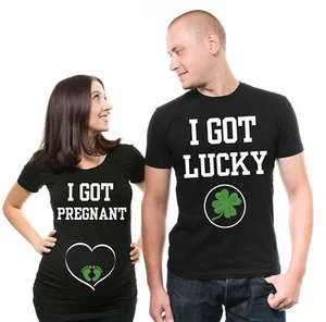 Maternity T-shirt St patricks day Couple matching Pregnancy shirt  Irish tees - Picture 1 of 4