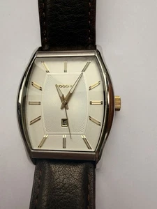 Reloj de cuero marrón raro Fossil Tonneau para hombre esfera luminosa esfera de 35 mm Sunburst - Imagen 1 de 10