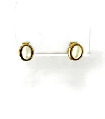 Zeitlos Vintage vergoldete Ohrclips mit Perlen – Minimalistisch, 1 cm - Bild 1 von 4