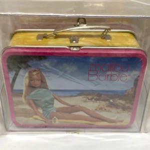 Vintage Malibu Barbie Metal Lunchbox+5 Mini Ornaments Set Hallmark Keepsake 2002 - Picture 1 of 10