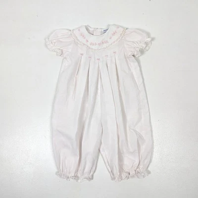 Mameluco boutiques carruaje vintage bebé niña talla 6m blanco corazón bordado Foto 1 de 4