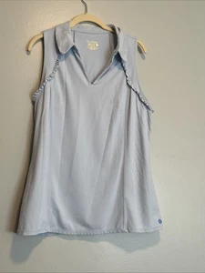 Polo Lilly Pulitzer Luxletic Talla XL UPF 50+ Martina Azul con Volantes Cuello en V - Imagen 1 de 4