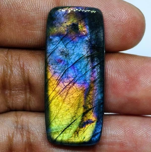 Pietra Preziosa Cabochon Labradorite Naturale 37 Cts per Gioielli 38,6x16,9x5,2 MM - Foto 1 di 3