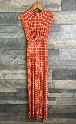 Mono Free People Mujer Talla XS Naranja Ambiente Cuadros Una Pieza Pierna Ancha Foto 1 de 4