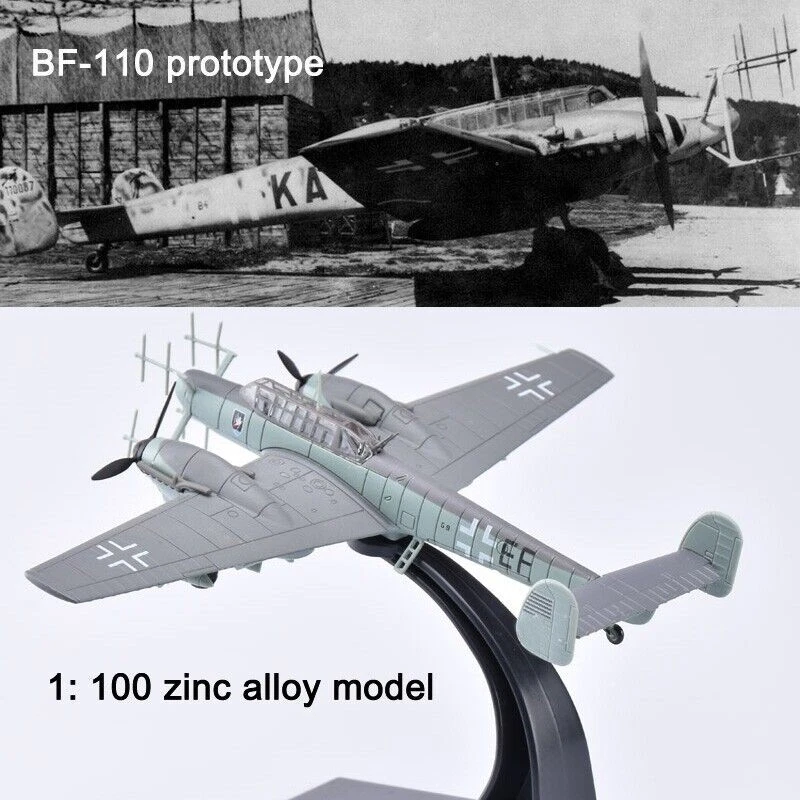 1:100 Modellino Militare Die-Cast - Messerschmitt Bf 110 Aereo (Luftwaffe WWII) - Immagine 1 di 4