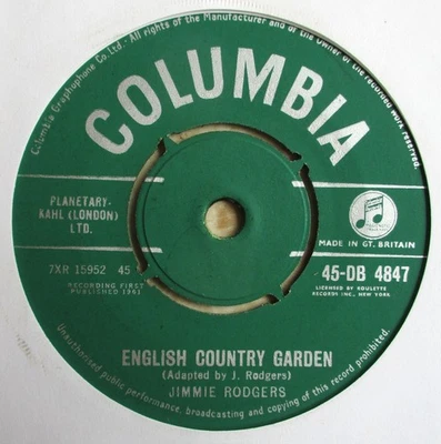 Jimmie Rodgers - 7" -  English Country Garden - 1961 - Columbia 45-DB 4847 - VG - Image 1 of 2