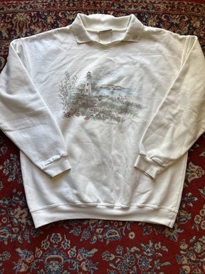 Sudadera De Colección Northern Reflections Faro L Años 90 Cuello Cottage Granny Foto 1 de 4