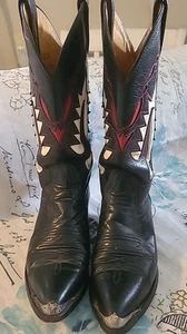 Nocona Damen schwarz/rot/weiß 02215 Leder Westernstiefel Größe 6B.   - Bild 1 von 14