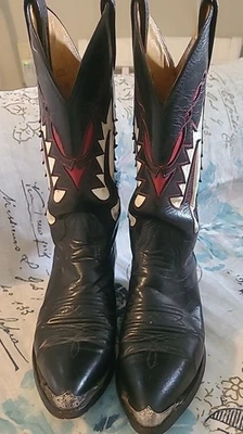 Nocona Women’s  Black/Red/White 02215 Leather Western Boots Size 6B.   - Image 1 of 4