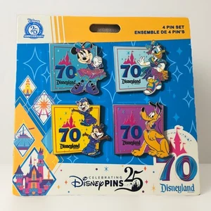Disneyland Resort 70th 4 Pin Booster Set Minnie Daisy Chip n Dale Pluto Trading - Picture 1 of 3