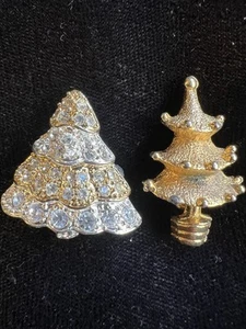 Zwei Vintage Christbaumnadeln römisch mehrfarbig mit Strass & goldfarbenen Pins - Bild 1 von 6