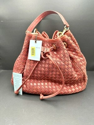 Bolso Cartera Antonio Melani Tejido Cubo Cordón Rojo. Acentos dorados nuevos con etiquetas leer Foto 1 de 4