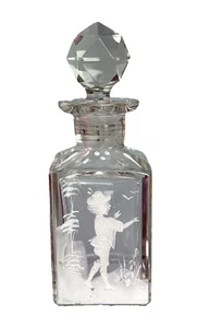 Antique Mary Gregory Type Perfume Cologne Bottle Cut Glass White Enamel 4 3/8”H - Picture 1 of 24