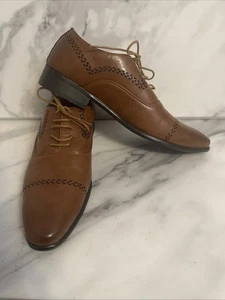 Zweifarbige braune perforierte Kunstleder Cap-Toe Oxford elegante Schuhe Herren Größe 13 - Bild 1 von 12