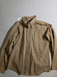 Dockers Plaid Brown Long Sleeve Button  Shirt  XL (17-17 1/2) Preppy Office Mens - Picture 1 of 5