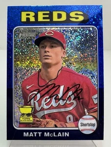 2024 Topps Heritage Chrome Blue Sparkle Refractor Matt McLain Cincinnati Reds - Picture 1 of 2