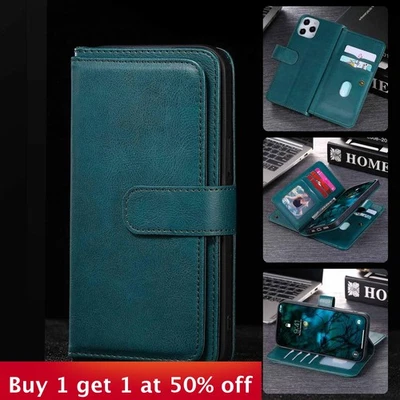 For iPhone 17 Air 16 Pro Max 7 15 14 13 12 11 XR XS Phone Case wallet Leather - Image 1 of 4