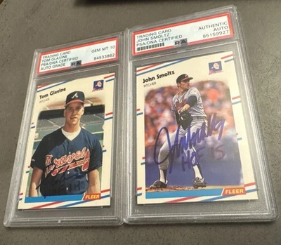 Tom Glavine John Smoltz Autograph Signed 1988 Fleer Rookie HOF Insc PSA Braves - Image 1 of 4