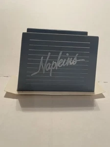 Vintage Country Kitchen Napkin Holder 80s Country Blue Plastic - Picture 1 of 4