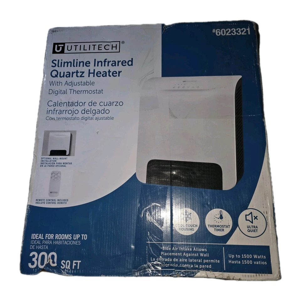 Utilitech Slimline Infrared Quartz Heater 300 Sq Can Be Hung On Wall NIB - Image 1 of 2