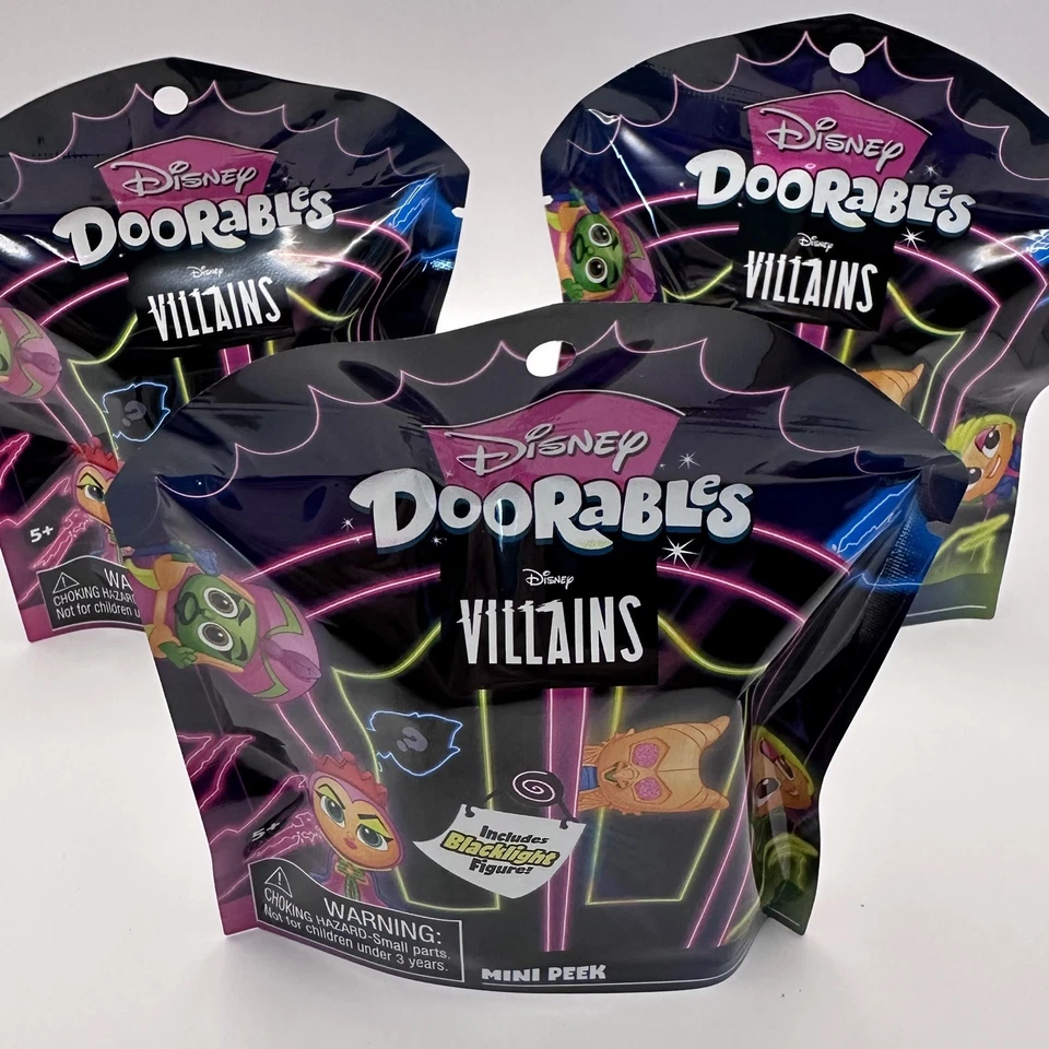 (2) Disney Doorables Villains Blacklight Mini Figures Mystery Blind Bag