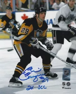 Photo dédicacée 8x10 PHIL BOURQUE « 2x SCC » du pingouin de Pittsburgh avec billet de spectacle - Photo 1/1