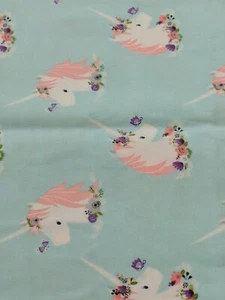 Unicorns On Light Turquoise Cotton Fabric ("I Believe In Unicorns", Camelot... - Picture 1 of 4