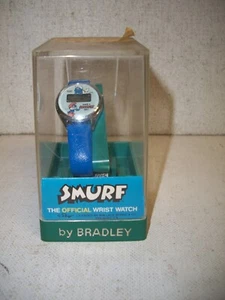 Vintage Smurf Wrist Watch New/Unused from Bradley Time Wind Up Watch 1980s - Picture 1 of 3