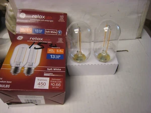 GE Relax LED SOFT White Light T14 Med. base 450 Lumens 40w Rep. use 5.5 2 Bulbs - Picture 1 of 7