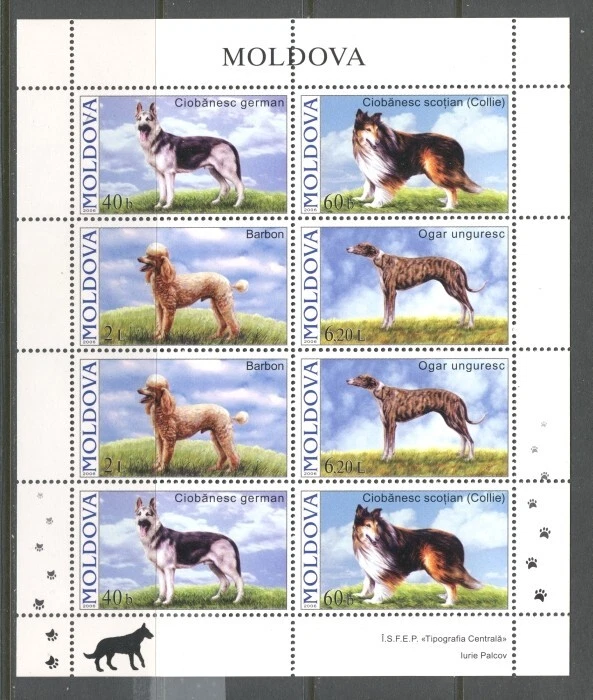 MOLDAVIA 2008, PERROS, SÁBANA QUE CONTIENE 2 JUEGOS, Scott 542a, MNH Foto 1 de 1