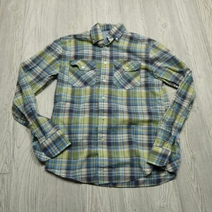 Gap Shirt Adult Small Green Blue Tartan Plaid Lightweight Cotton Button Up Mens - Picture 1 of 8