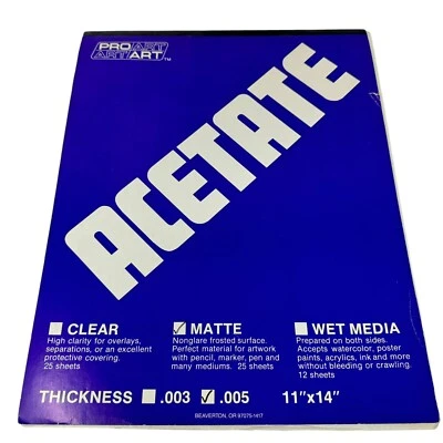 Almohadilla de acetato ProArt, 11 X 14 pulgadas, mate .005, 24 hojas/almohadilla Foto 1 de 3
