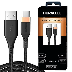 DURACELL USB To Type-C 1.2M braided Sync & Fast Charge Cable-Series 3-Free Ship - Picture 1 of 11