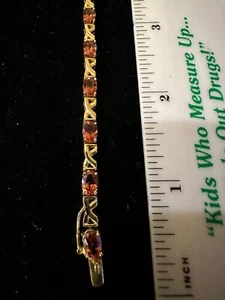 #1304 14K Gold Armband mit Rhodolith Granat Edelsteinen, 7,5" lang - Bild 1 von 10