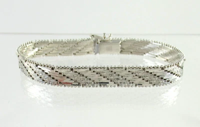 Italy 950 Fine Silver Riccio Bracelet Fancy Link Bright Cut Italian 6.5" - Image 1 of 2