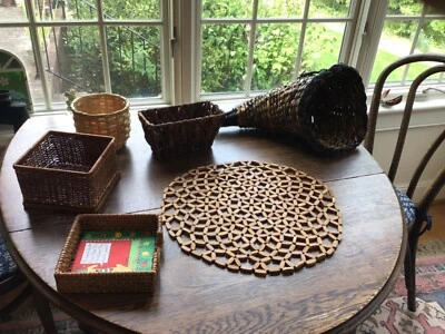 Lote 6 cestas de exhibición rústicas para jardineras de granja, diferentes tamaños y usos Foto 1 de 4