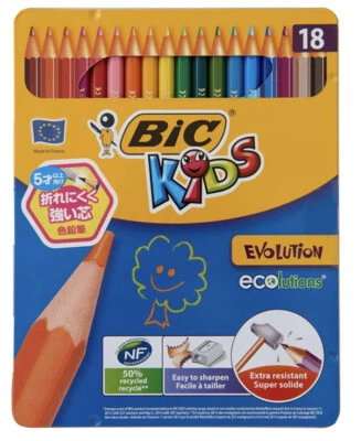 pochettes de 18 crayons de couleur BIC Kid évolution faciles à tailler - Photo 1/2