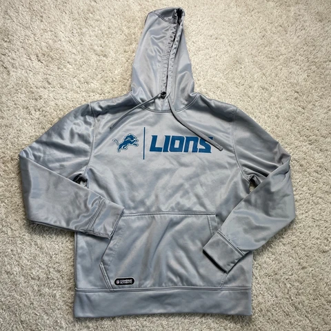 Detroit Lions Hoodie Adult Medium Gray New Era NFL Combine Sweatshirt Mens Cover
