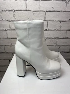 Dream Pairs White Faux Leather Platform Boots Size 9 NEW White Go Go Boots - Picture 1 of 10