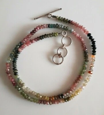 Ribasso - Collana in Tormalina sfaccettata multicolore con gancio argento 925 - Immagine 1 di 4