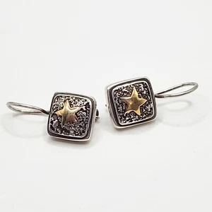 Sterling Silver 925 Southwest Gold Star Galaxy Earrings .9" Vintage Women's  - Picture 1 of 11